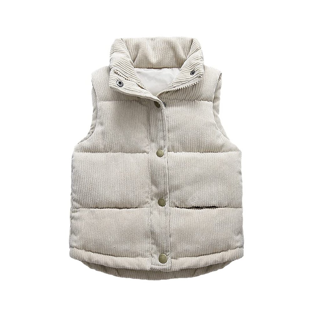 FLZS Kids Vest Corduroy Warm Thicken Waistcoat for Boys and Girls Children Jacket VS006-Beige 5