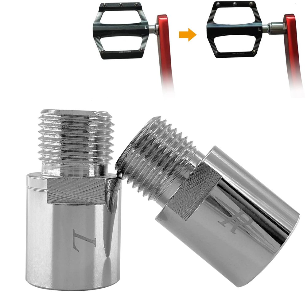 Bike Pedal Extenders, FIPASEN 1 Pair Chrome-Molybdenum Steel Bicycle Pedal Extender Extended Pedal Spacer 20mm/ 0.79in, Fit Most of 9/16 in Threaded Pedals Bike SPD MT MTB BMX Road Street Bicycle
