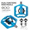 FOOKER MTB Mountain Bike Pedals 3 Bearing Flat Platform Compatible with Dual Function Sealed Clipless Aluminum 9/16" Pedals with Cleats for Road (Blue 3 Bearings) view 4