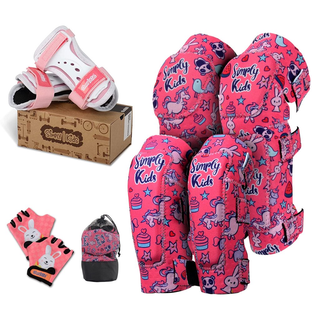 Bundle: Knee Pads, Elbow Pads, Bike Gloves and Wrist Guards for Child Boy Girl Toddler I One Set for All Sports Roller-Skating Balance Bike Skateboard