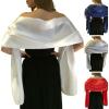 wonderfulstore Satin Bridal Bridesmaid Wedding/Prom Shawl/Stole/Wrap/Bolero/Pashminas/Cover Up (Burgundy, 240 * 65cm/95x26) view 3