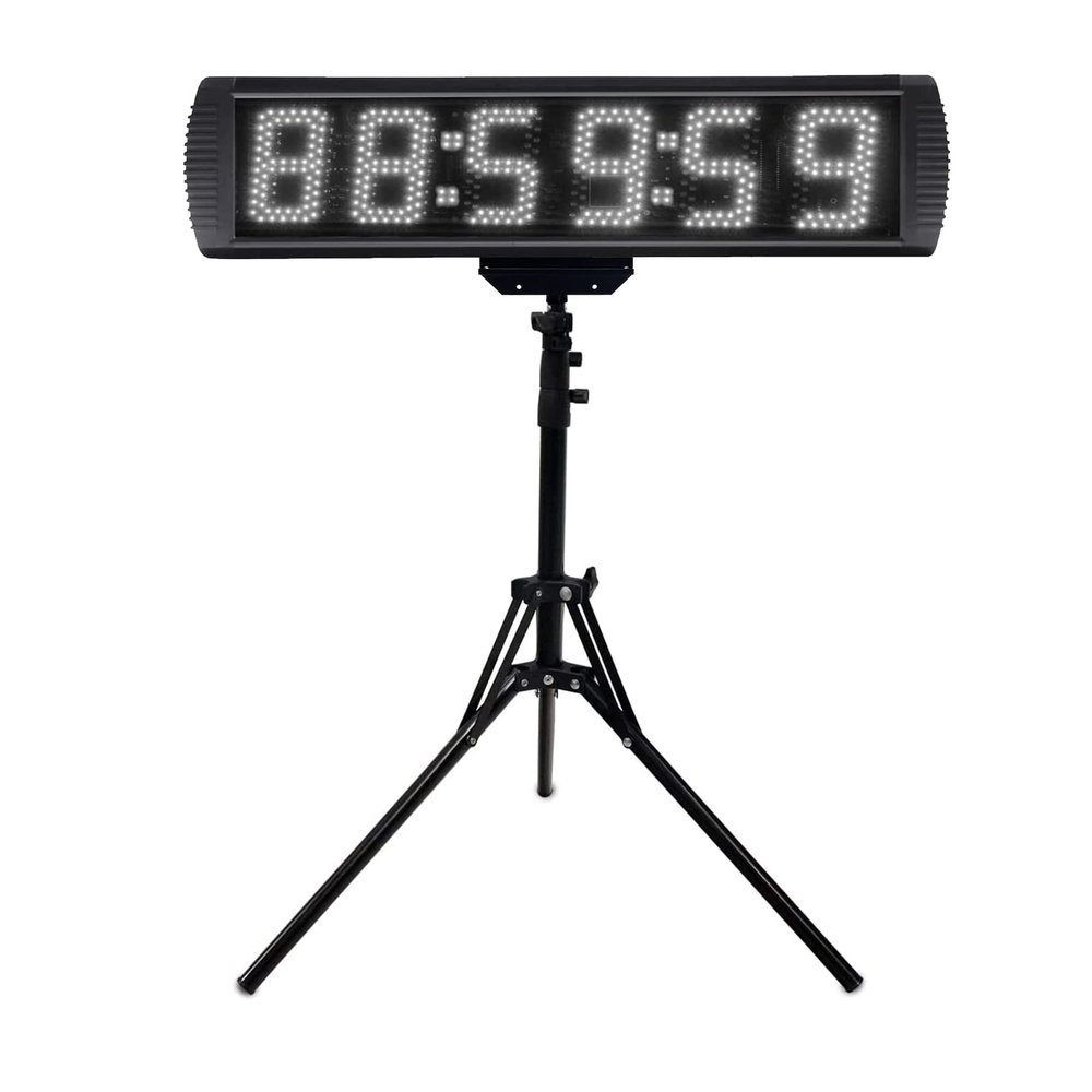 GANXIN 5 Inch LED Race Clock with Tripod for Running Events,Marathon Countdown Clock,Gym Timer Clock,Count Up,Stopwatch,Wireless Remote Control&APP Control,5 Levels Brightness Adjustable (White)