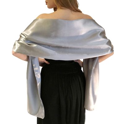 wonderfulstore Satin Bridal Bridesmaid Wedding/Prom Shawl/Stole/Wrap/Bolero/Pashminas/Cover Up (Silver, 240*65cm/95*26inch)