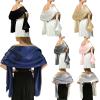 wonderfulstore Satin Bridal Bridesmaid Wedding/Prom Shawl/Stole/Wrap/Bolero/Pashminas/Cover Up (Silver, 240*65cm/95*26inch) view 4