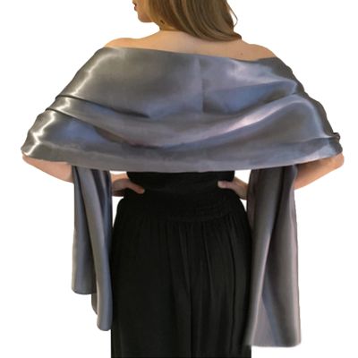 wonderfulstore Satin Bridal Bridesmaid Wedding/Prom Shawl/Stole/Wrap/Bolero/Pashminas/Cover Up (Silver gray, 240*65cm/95x26)