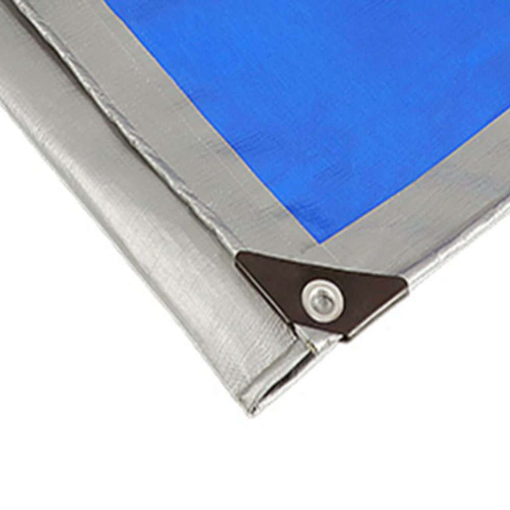 HYHMJ-Tarpaulin 0.32mm Waterproof Heavy Duty Ground Sheet, with Buttonhole Reinforced Edges, Outdoor Canvas for Camping Trucks, 160g/m,Silver blue,2.8x4.8m