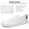 FRACORA Mens Canvas Shoes White Black Sneakers Low Top Lace Up Casual Shoe(Milk White, US9) view 4