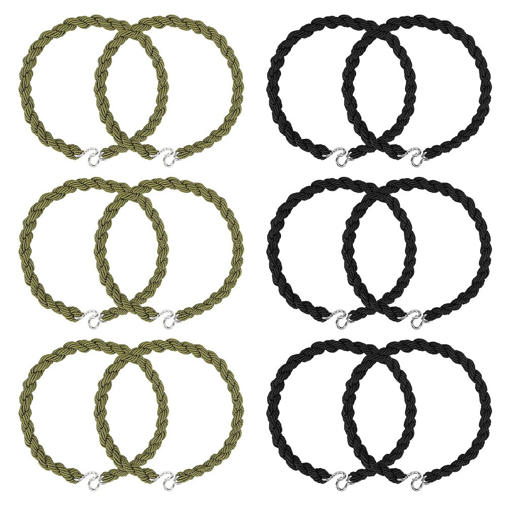 Molain 12 Pcs Boot Blousers Straps Elastic Boot Bands Shoelace Boot Blousing Straps Garters with Metal Hooks for Navy Army Air Force Camping Climbing Tools (Green/black)
