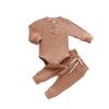 Bmnmsl Newborn Baby Girl Boy Fall Clothes 3 6 12 18 24 Months Outfits Long Sleeve Knitted Cotton Romper & Pants Infant Winter Sets (B-brown, 18-24 Months) view 1