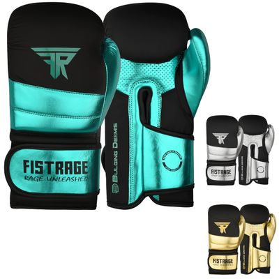 FISTRAGE Boxing Gloves Metallic Leather MMA Training Muay Thai Kick Boxing Sparring Heavy Bag Workout Glove Mitts for Men & Women (FluoroGreen-Black, 10 OZ)
