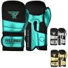 FISTRAGE Boxing Gloves Metallic Leather MMA Training Muay Thai Kick Boxing Sparring Heavy Bag Workout Glove Mitts for Men & Women (FluoroGreen-Black, 12 OZ) view 1