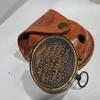 Vintage Antique and Copper Brass Go Confidently Compass with Red Leather Case view 3
