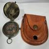 Vintage Antique and Copper Brass Go Confidently Compass with Red Leather Case view 4
