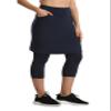 HOKOYI Women's Modest Skirted Capri Pants with 2 Pockets Workout Knee Length Skort Cropped Leggings ny XXL Navy view 1