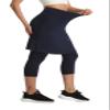 HOKOYI Women's Modest Skirted Capri Pants with 2 Pockets Workout Knee Length Skort Cropped Leggings ny XXL Navy view 4