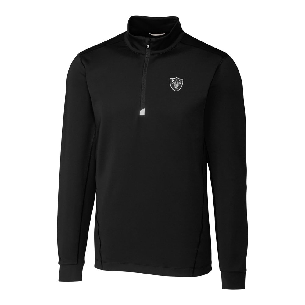 Cutter & Buck Men's Black Las Vegas Raiders Big & Tall Traverse Half-Zip Pullover Jacket