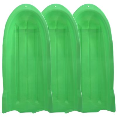Superio Toboggan Snow Sleds, 3 Pack- 46 Plastic Open Back Slider for Kids and Adults- Heavy Duty Sleds with Holes for Pull Ropes (Ropes Excluded) for Downhill Sledding, Winter Outdoor Sports, (Green)