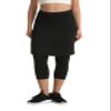 Women's Modest Skirted Capri Pants with 2 Pockets Workout Knee Length Skort Cropped Leggings bk m Black view 2