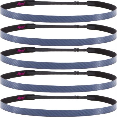 Hipsy Regular Size, Women's Adjustable No Slip Skinny Tech Sport Headband 5-Pack (Navy Tech 5pk)