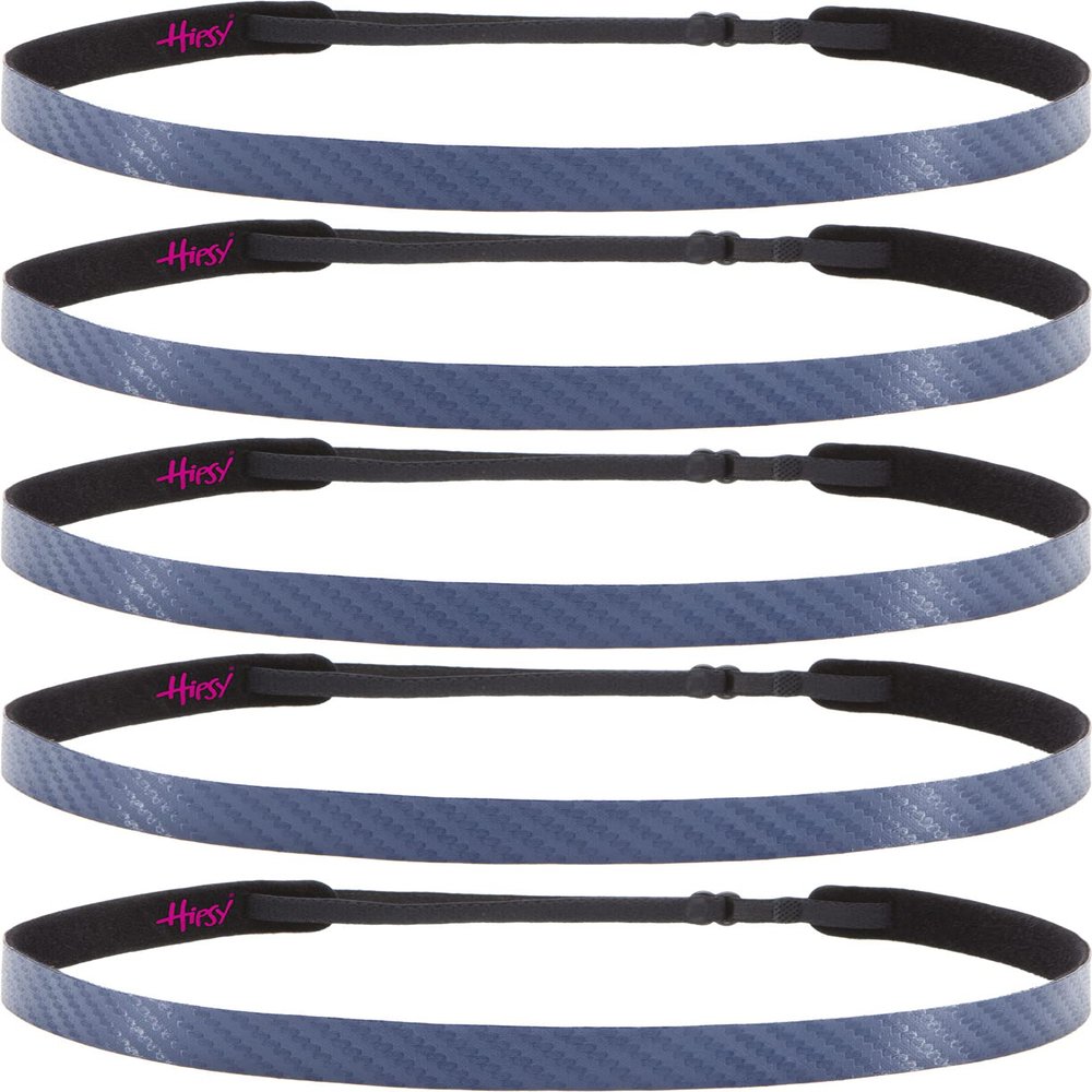 Hipsy Regular Size, Women's Adjustable No Slip Skinny Tech Sport Headband 5-Pack (Navy Tech 5pk)