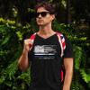 Distressed Thin Blue Line American Flag V-Neck T-Shirt Patriotic Police Tee Black Small view 4