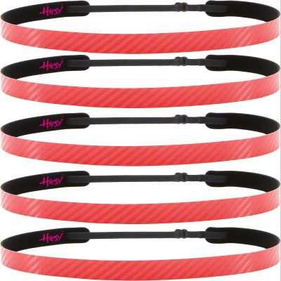 Hipsy Regular Size, Women's Adjustable No Slip Skinny Tech Sport Headband 5-Pack (Red Tech 5pk)