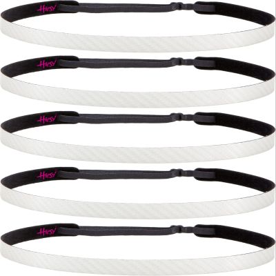 Hipsy Regular Size, Women's Adjustable No Slip Skinny Tech Sport Headband 5-Pack (White Tech 5pk)