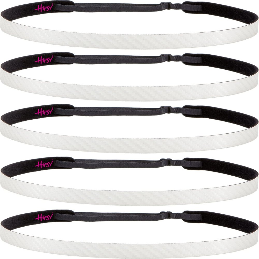 Hipsy Regular Size, Women's Adjustable No Slip Skinny Tech Sport Headband 5-Pack (White Tech 5pk)