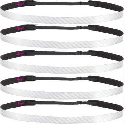 Hipsy Regular Size, Women's Adjustable No Slip Skinny Tech Sport Headband 5-Pack (Silver Tech 5pk)