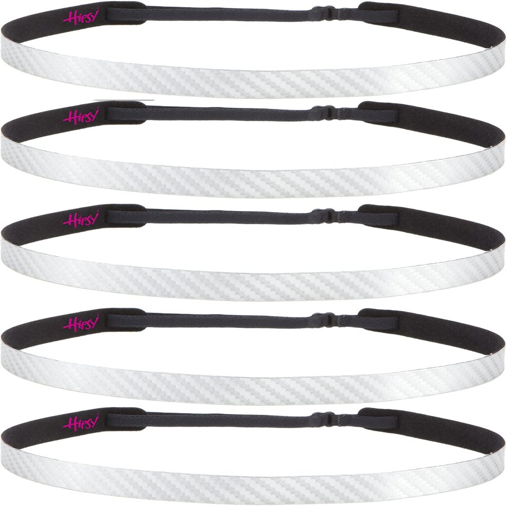 Hipsy Regular Size, Women's Adjustable No Slip Skinny Tech Sport Headband 5-Pack (Silver Tech 5pk)