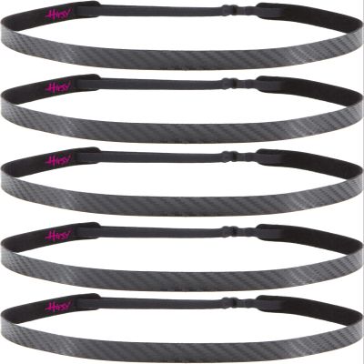 Hipsy Regular Size, Women's Adjustable No Slip Skinny Tech Sport Headband 5-Pack (Black Tech 5pk)