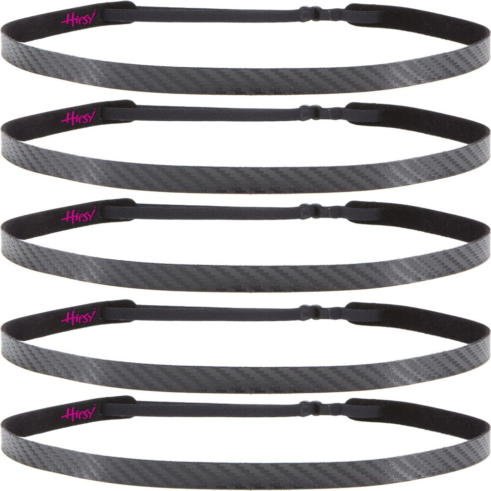 Hipsy Regular Size, Women's Adjustable No Slip Skinny Tech Sport Headband 5-Pack (Black Tech 5pk)