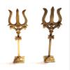 Vimal Nautical 2 Piece Lord Shiva Brass Standing Trishul Trident with Attached Damaru Size 5 inch view 1