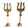 Vimal Nautical 2 Piece Lord Shiva Brass Standing Trishul Trident with Attached Damaru Size 5 inch view 2