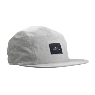 Tillak Wallowa Camp Hat, Lightweight Nylon 5 Panel Cap with Snap Closure (Light Grey)
