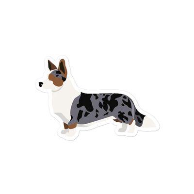Blue Merle Cardigan Welsh Corgi Dog Lover Owner Vinyl Sticker, White, 4x4