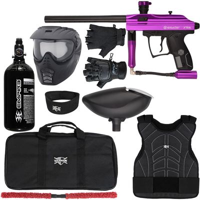 Action Village Kingman Spyder Xtra Level 1 Protector Paintball Gun Package Kit (Gloss Purple, Glove Size: Large/X-Large)