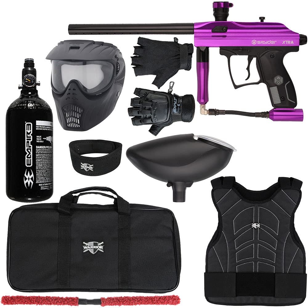 Action Village Kingman Spyder Xtra Level 1 Protector Paintball Gun Package Kit (Gloss Purple, Glove Size: Large/X-Large)