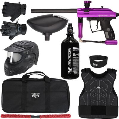 Action Village Kingman Spyder Xtra Level 2 Protector Paintball Gun Package Kit (Gloss Purple, Glove Size: Small/Medium)
