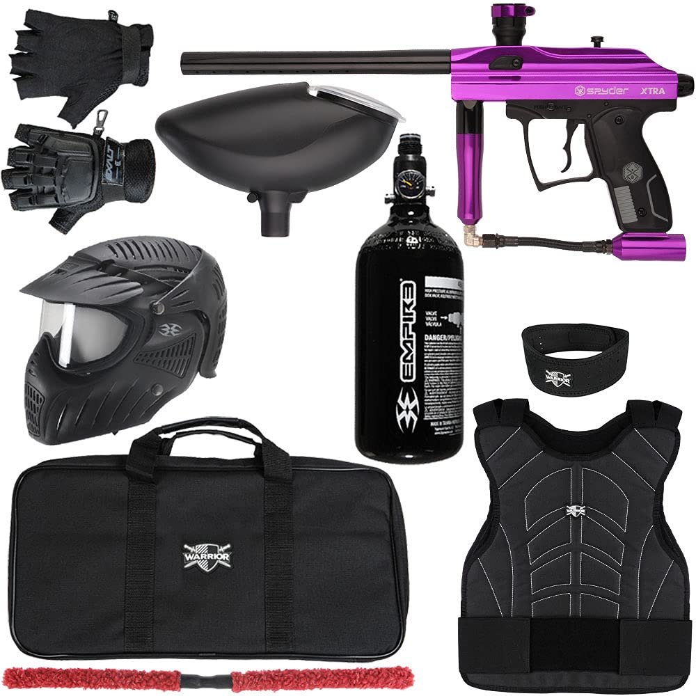 Action Village Kingman Spyder Xtra Level 2 Protector Paintball Gun Package Kit (Gloss Purple, Glove Size: Small/Medium)