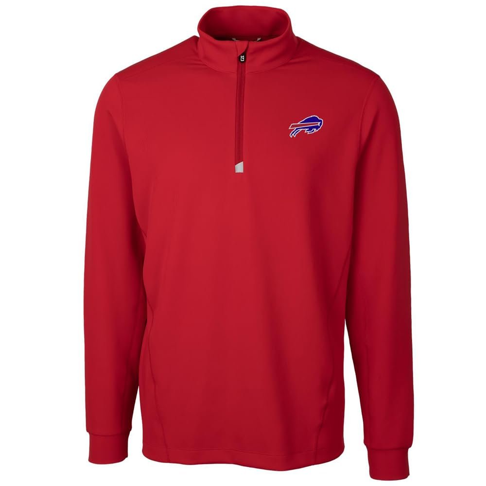 Cutter & Buck Men's Red Buffalo Bills Traverse Quarter-Zip Pullover Jacket
