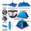 cho Pop Up Tent, Blue, 4 Person, X-Large, Portable, Lightweight, 3 Season, Water Resistant, UV Protection 50UPF, Camping & Hiking, Beach, Picnic view 2