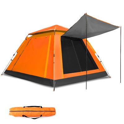 cho Pop up Tent for Camping for 4 Person Tent Large Beach Tent Portable Family Camping Light Weight Tent for Backpacking Hiking Traveling with Sun Shade (Orange)