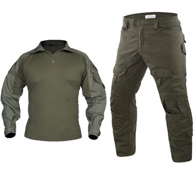 HARGLESMAN Men's Tactical Airsoft Long Sleeve Uniform Set Shirts Snug Fitting Top Shirt Practical Painting Ball Comfortable Breathable Soft Work Hiking Hunting Outdoor Suits Green XL