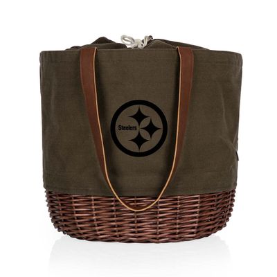 PICNIC TIME Pittsburgh Steelers Coronado Canvas and Willow Basket Tote
