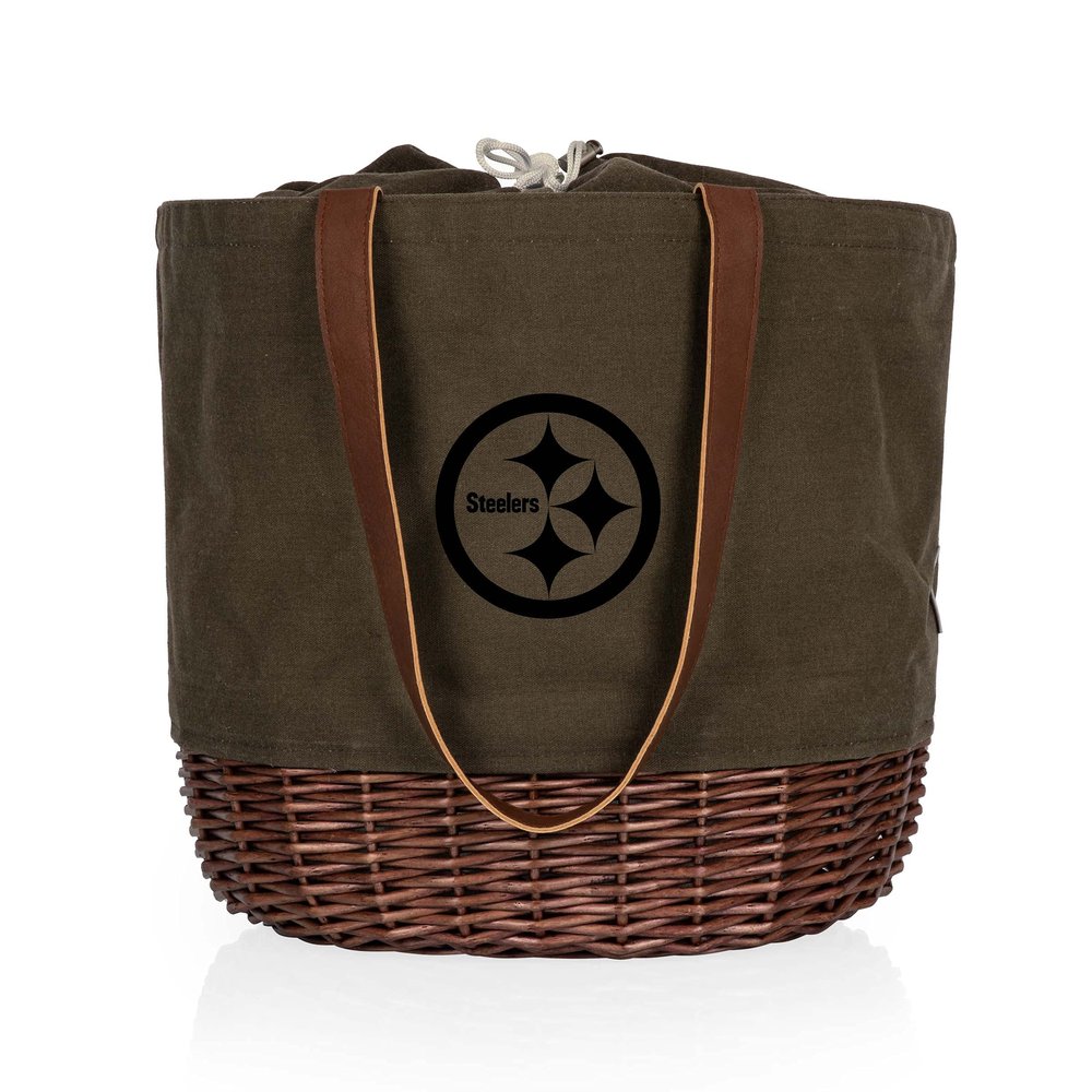 PICNIC TIME Pittsburgh Steelers Coronado Canvas and Willow Basket Tote