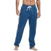 AMY COULEE Mens Cotton Athletic Pants Open Bottom Running Sweatpants Straight Leg Casual Joggers with Pockets (Prussian Blue, M)