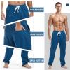 AMY COULEE Mens Cotton Athletic Pants Open Bottom Running Sweatpants Straight Leg Casual Joggers with Pockets (Prussian Blue, L) view 3