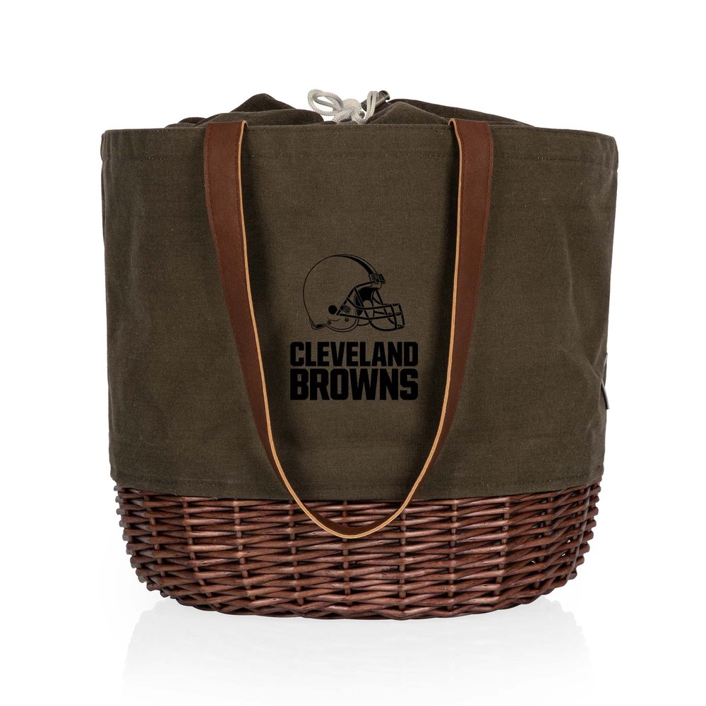 PICNIC TIME Cleveland Browns Coronado Canvas and Willow Basket Tote