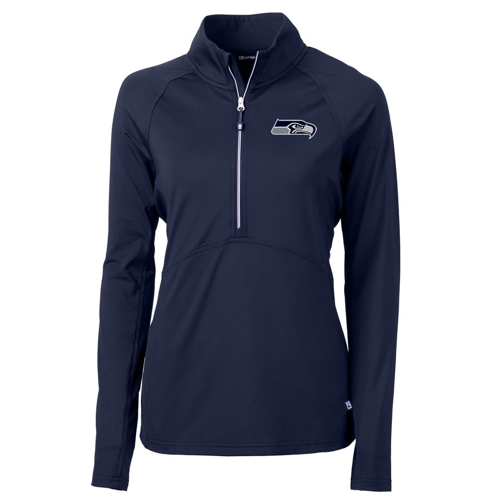 Cutter & Buck Women's College Navy Seattle Seahawks Adapt Eco Knit Half-Zip Pullover Jacket